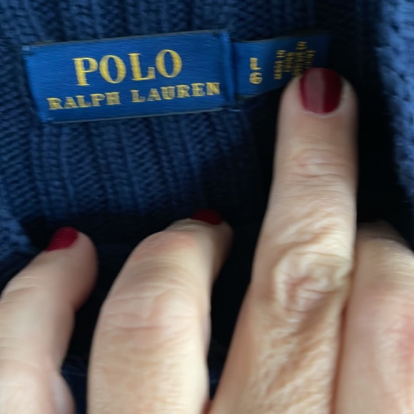 POLO Ralph Lauren (Large) Blue/White Sweater - Picture 2 of 3
